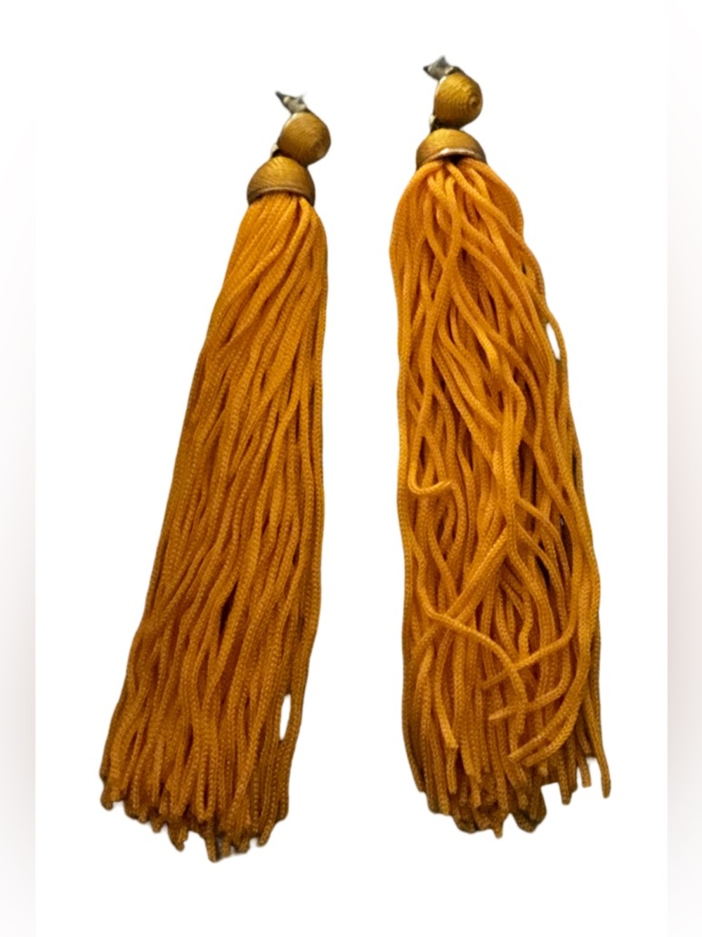 Mustard Yellow Long Tassel Statement Earrings Fringe Drop Earrings
